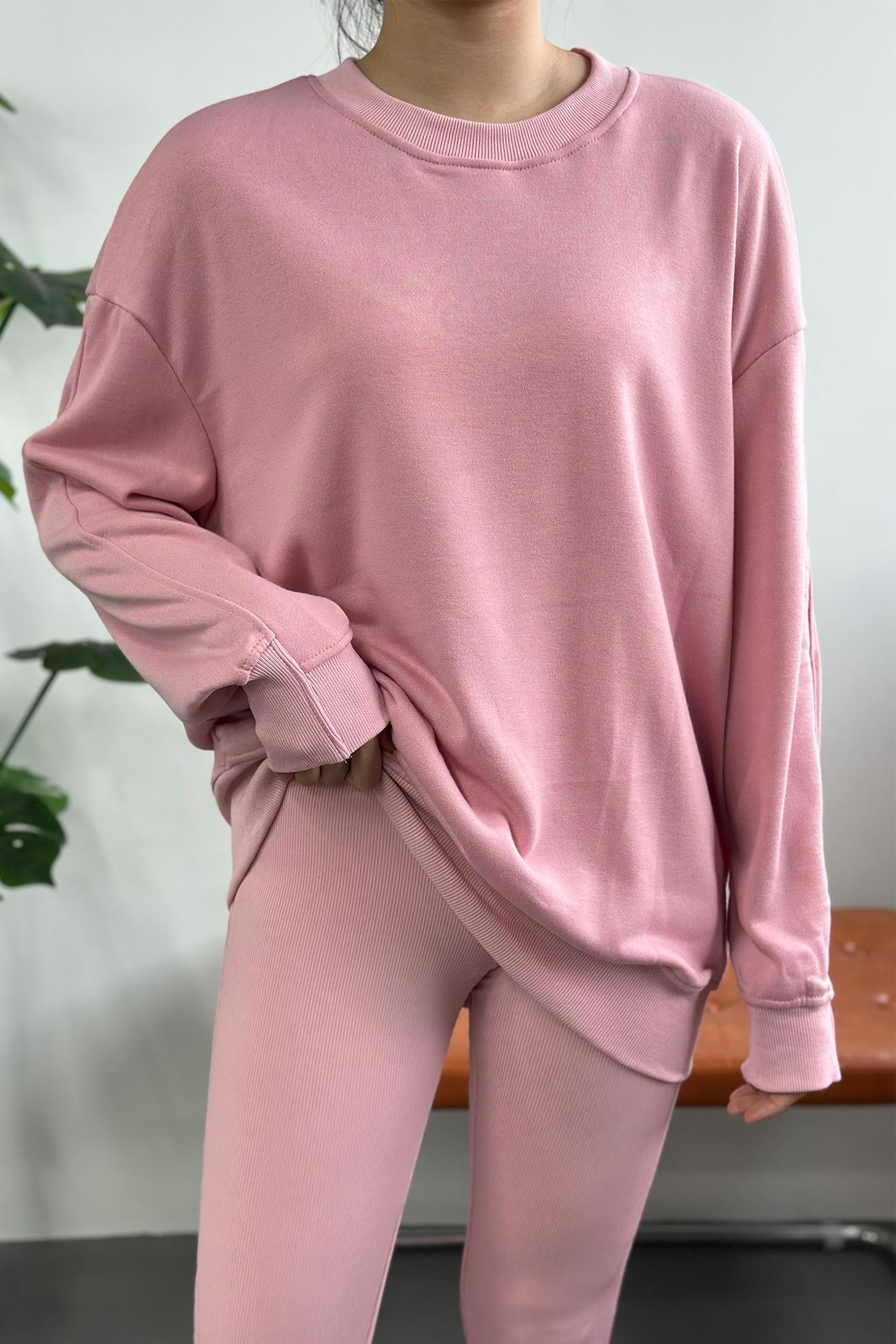 Sonia | Solid crew neck sweatshirt legging suits