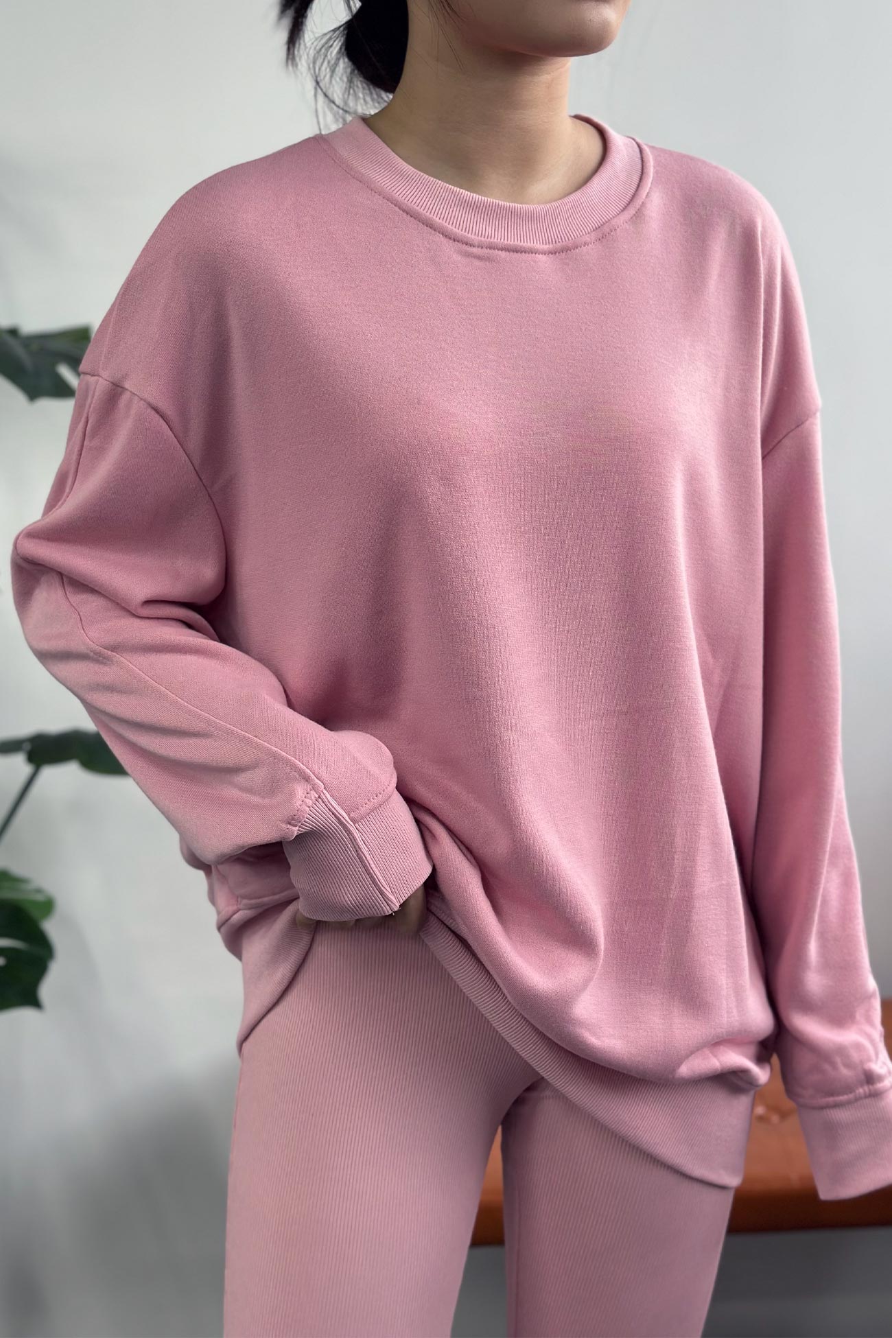 Sonia | Solid crew neck sweatshirt legging suits