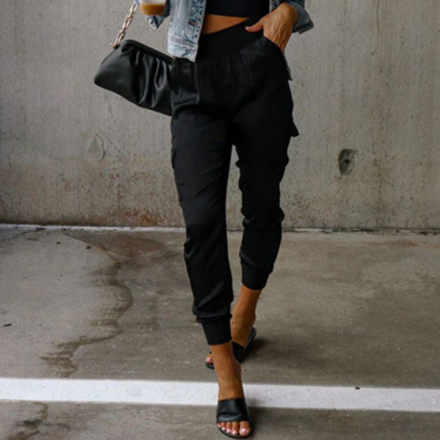 Belle® | Elegant Cargo Trousers With A Satin Shimmer