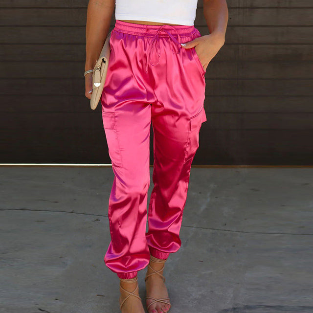 Belle® | Elegant Cargo Trousers With A Satin Shimmer