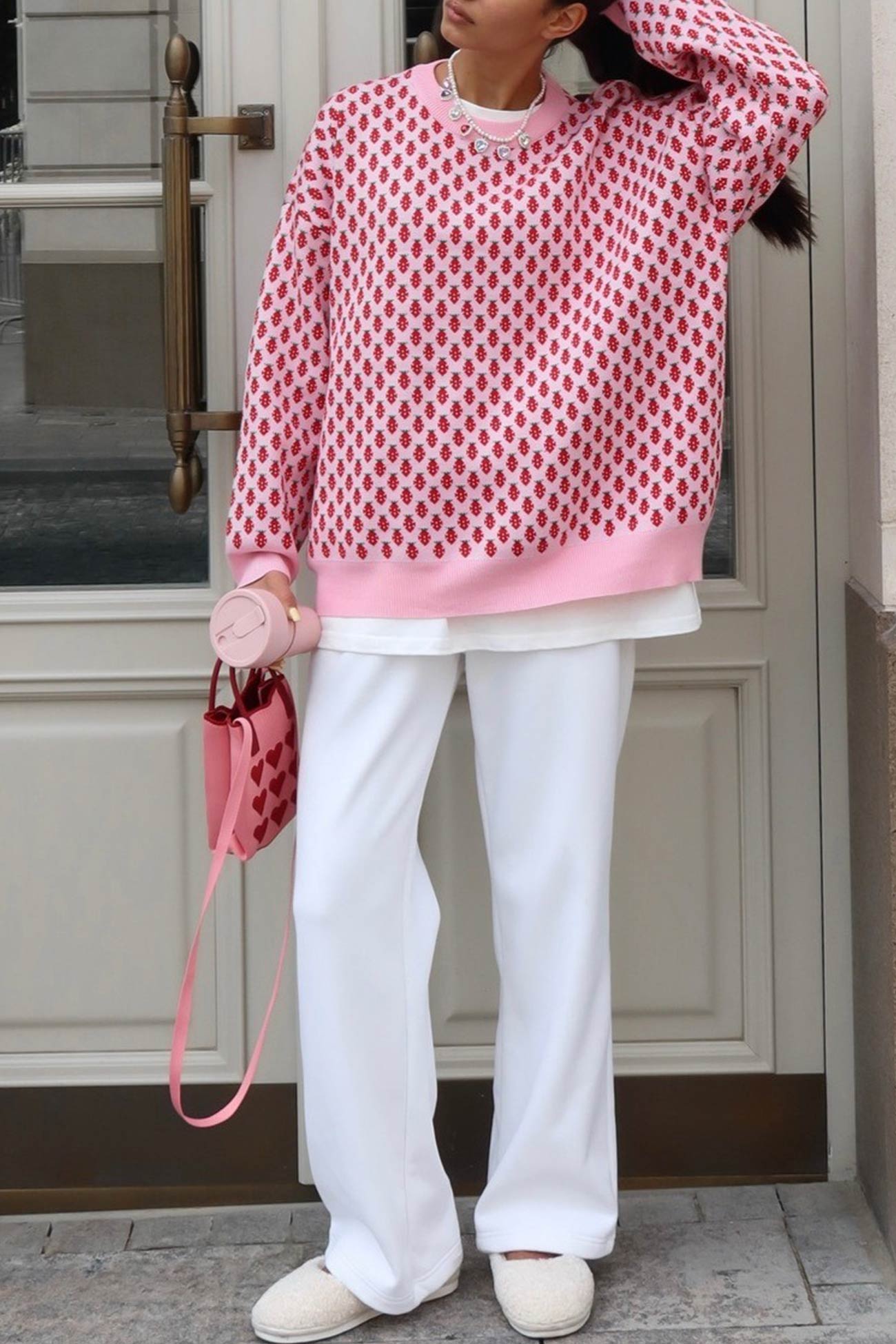 Geraldine | Strawberry jacquard cotton sweater