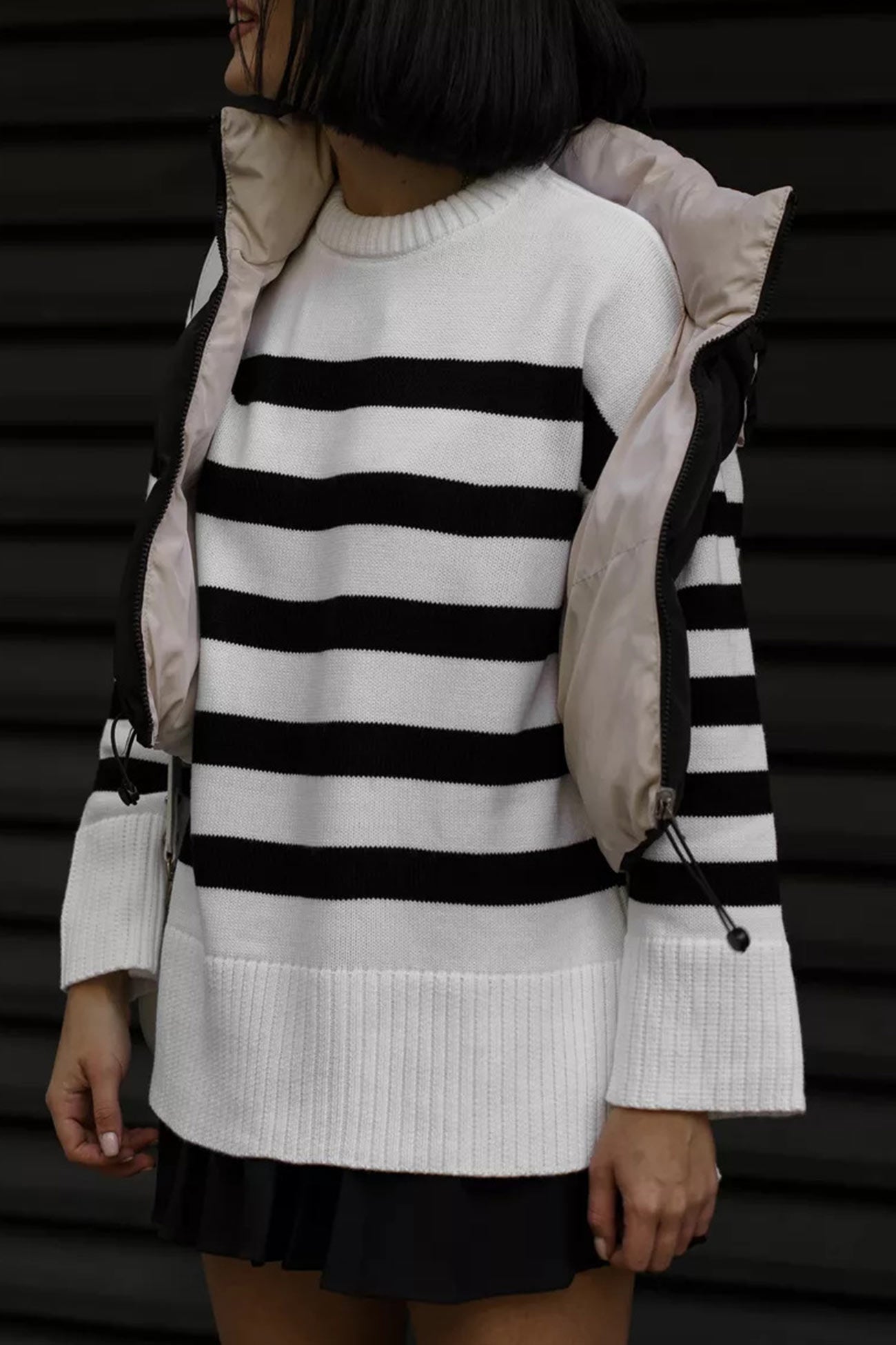Josefina | Striped slit sweater with a crew neck