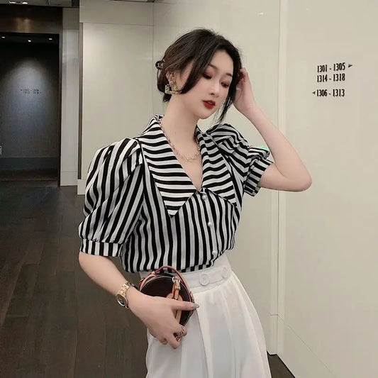Julieta® | Blouse With Stripes And Puff Sleeves