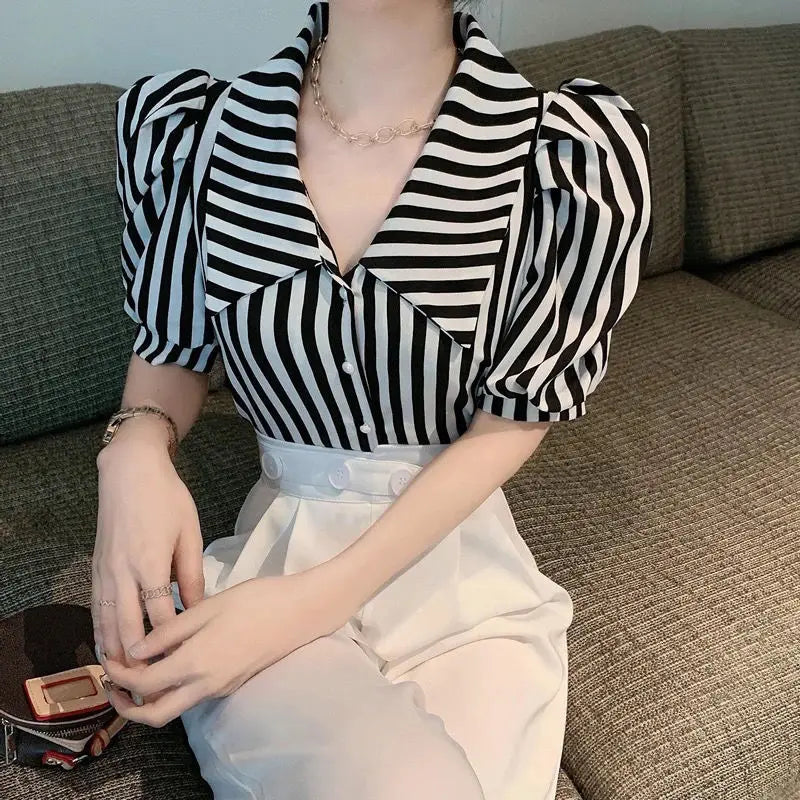 Julieta® | Blouse With Stripes And Puff Sleeves