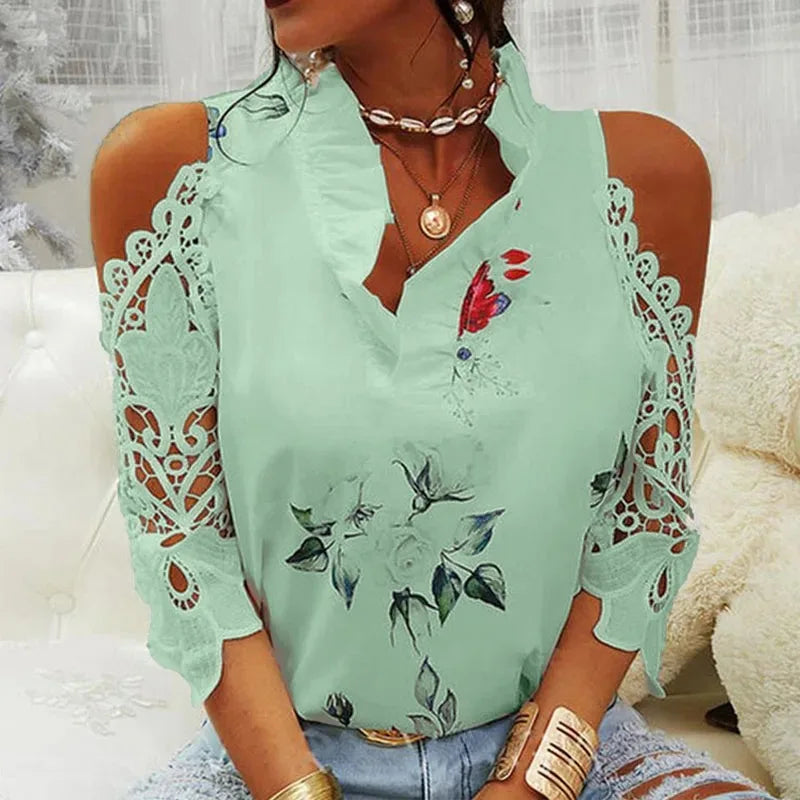 Kitija® | Blouse With Floral Pattern And V-Neckline