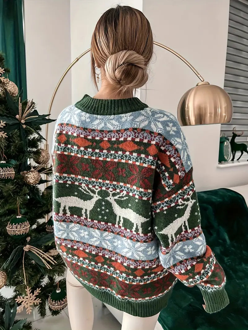 Viviana | Round neck sweater with Christmas print