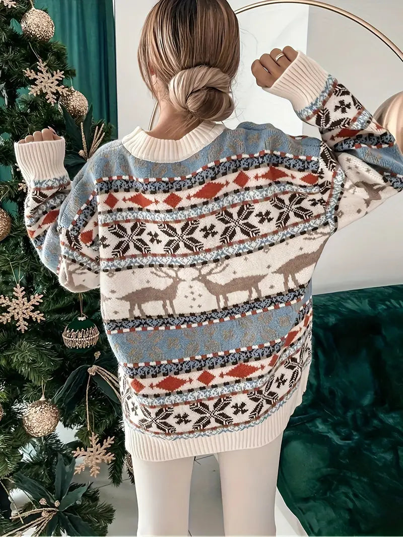 Viviana | Round neck sweater with Christmas print