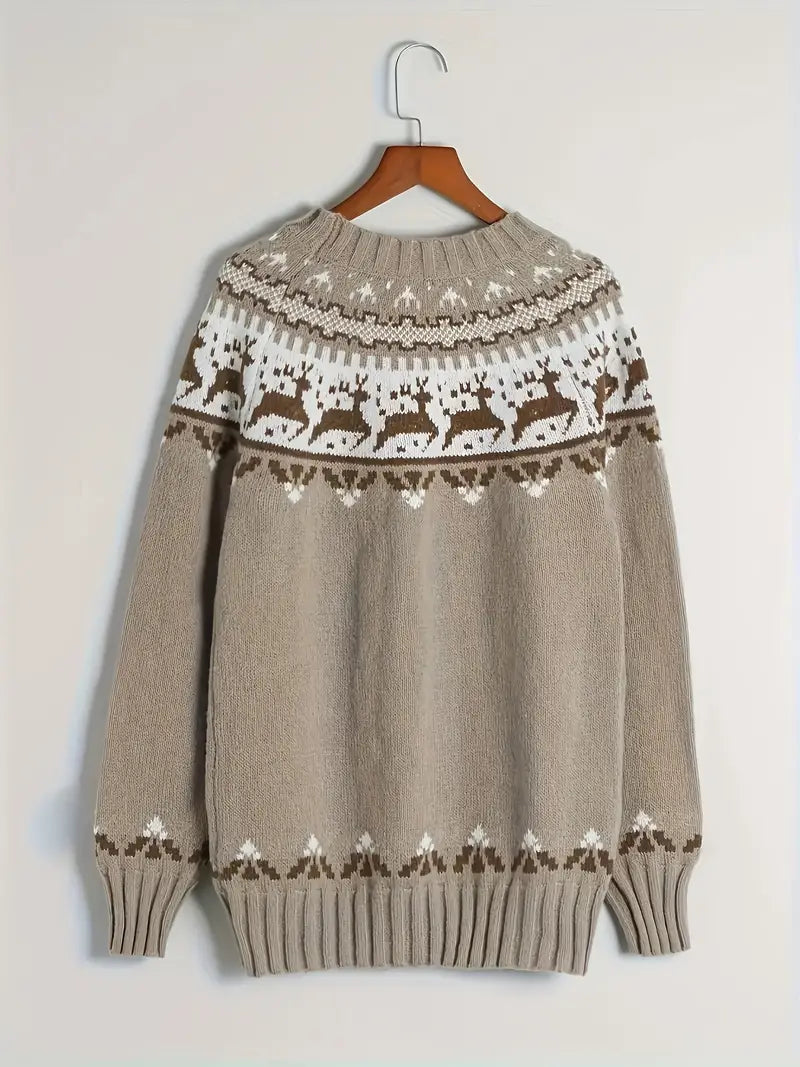 Yazmin | Festive knitted sweater with reindeer
