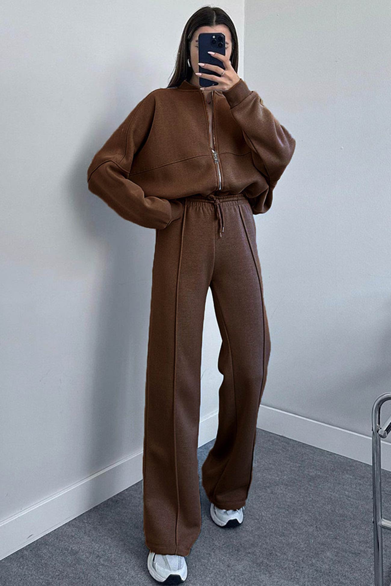 Rita | Sweatshirt jacket, straight leg, long pants set