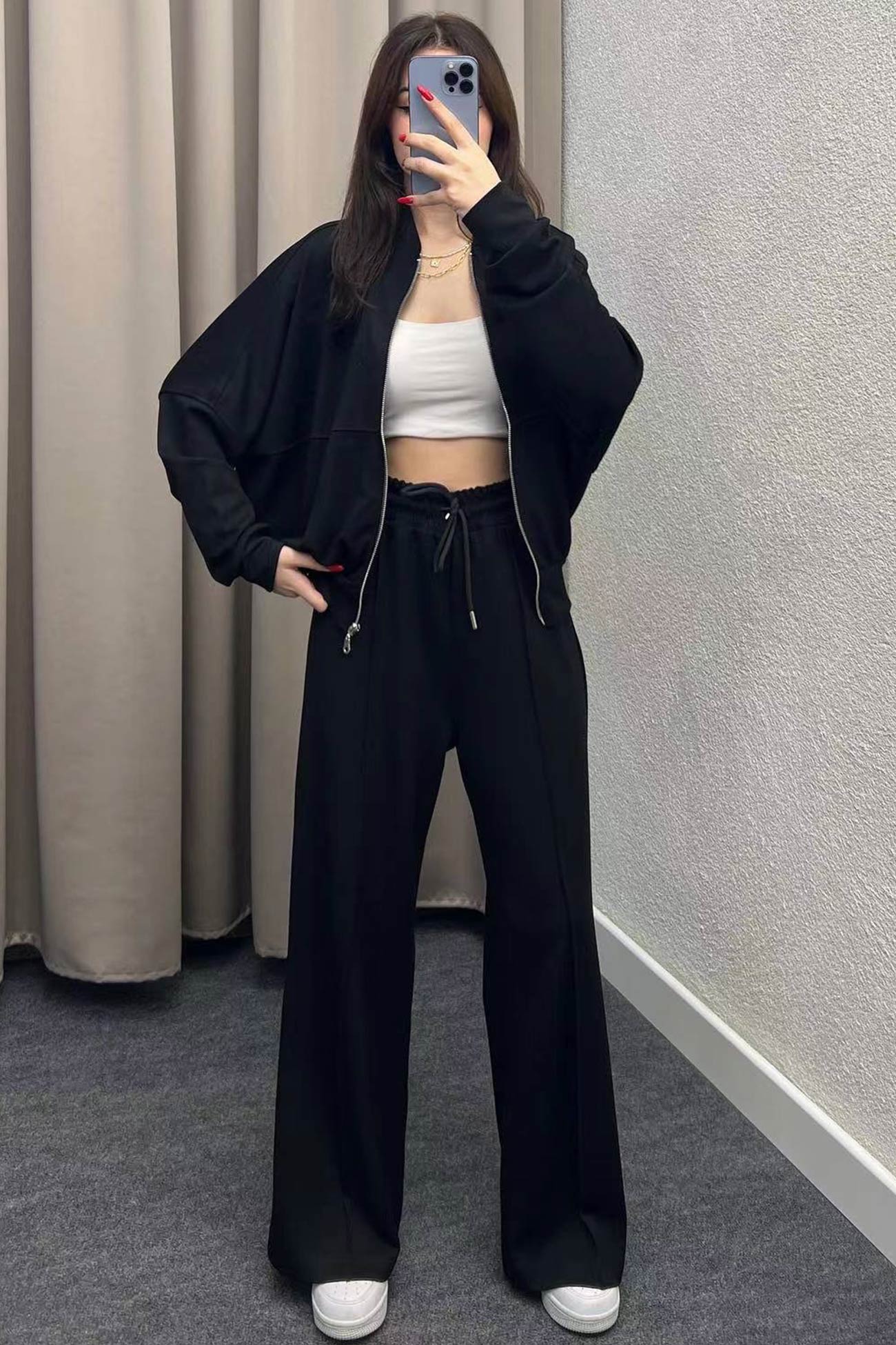 Rita | Sweatshirt jacket, straight leg, long pants set