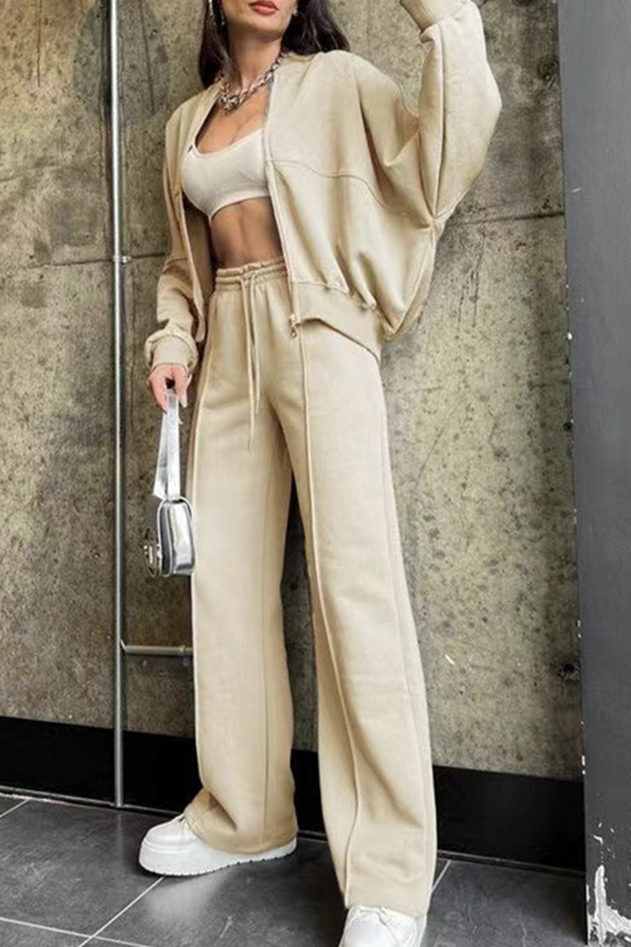 Rita | Sweatshirt jacket, straight leg, long pants set