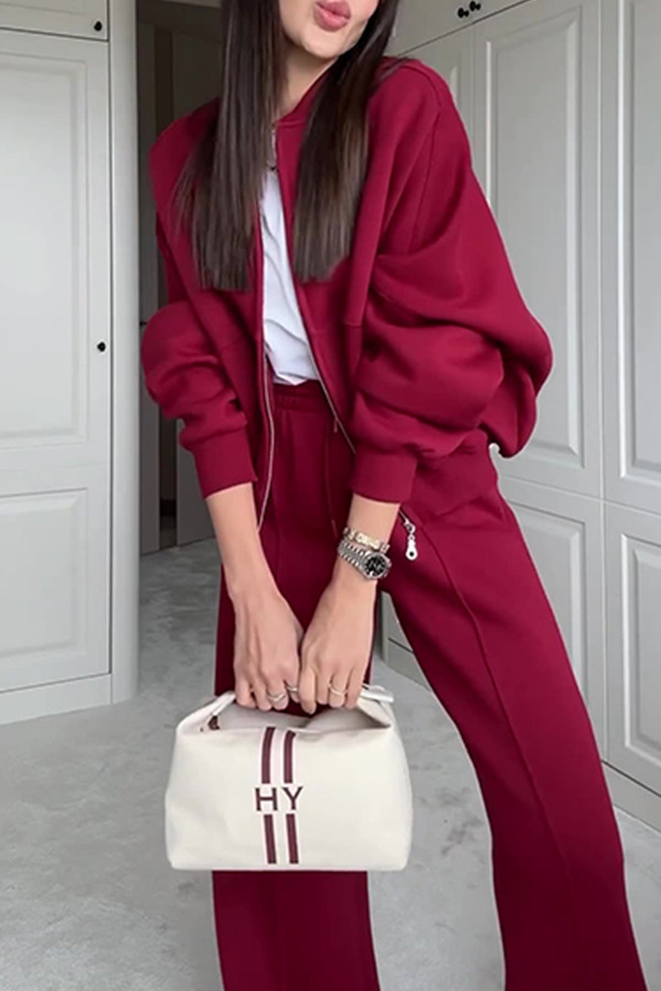 Rita | Sweatshirt jacket, straight leg, long pants set