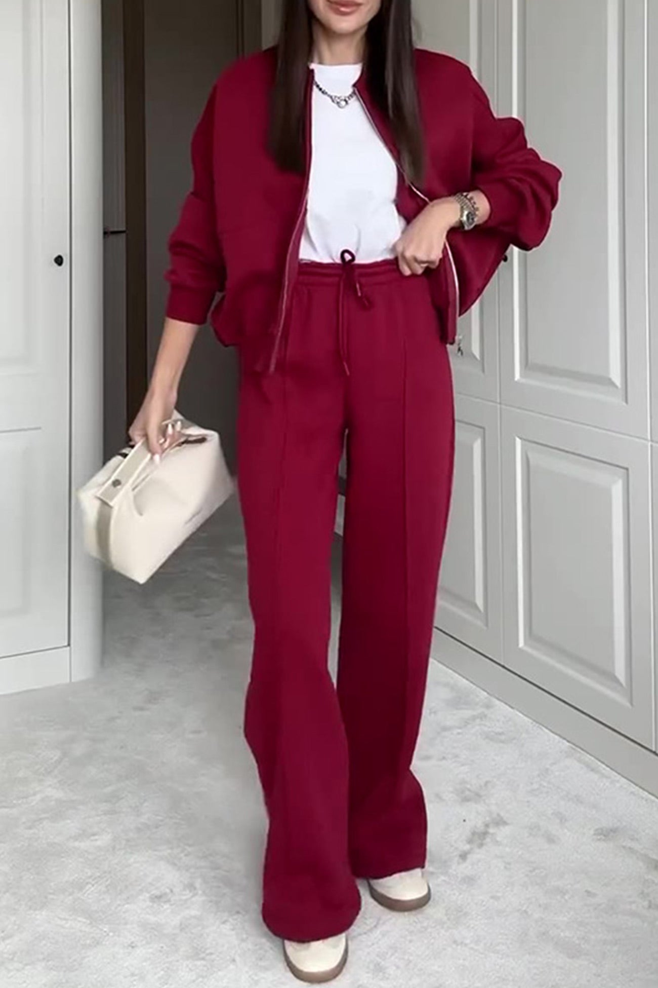 Rita | Sweatshirt jacket, straight leg, long pants set