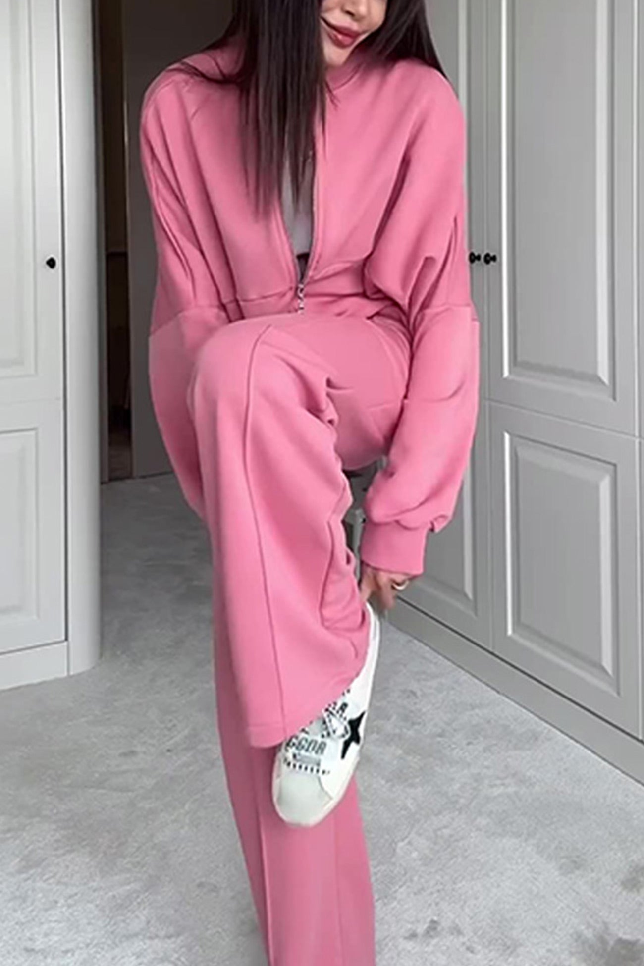 Rita | Sweatshirt jacket, straight leg, long pants set