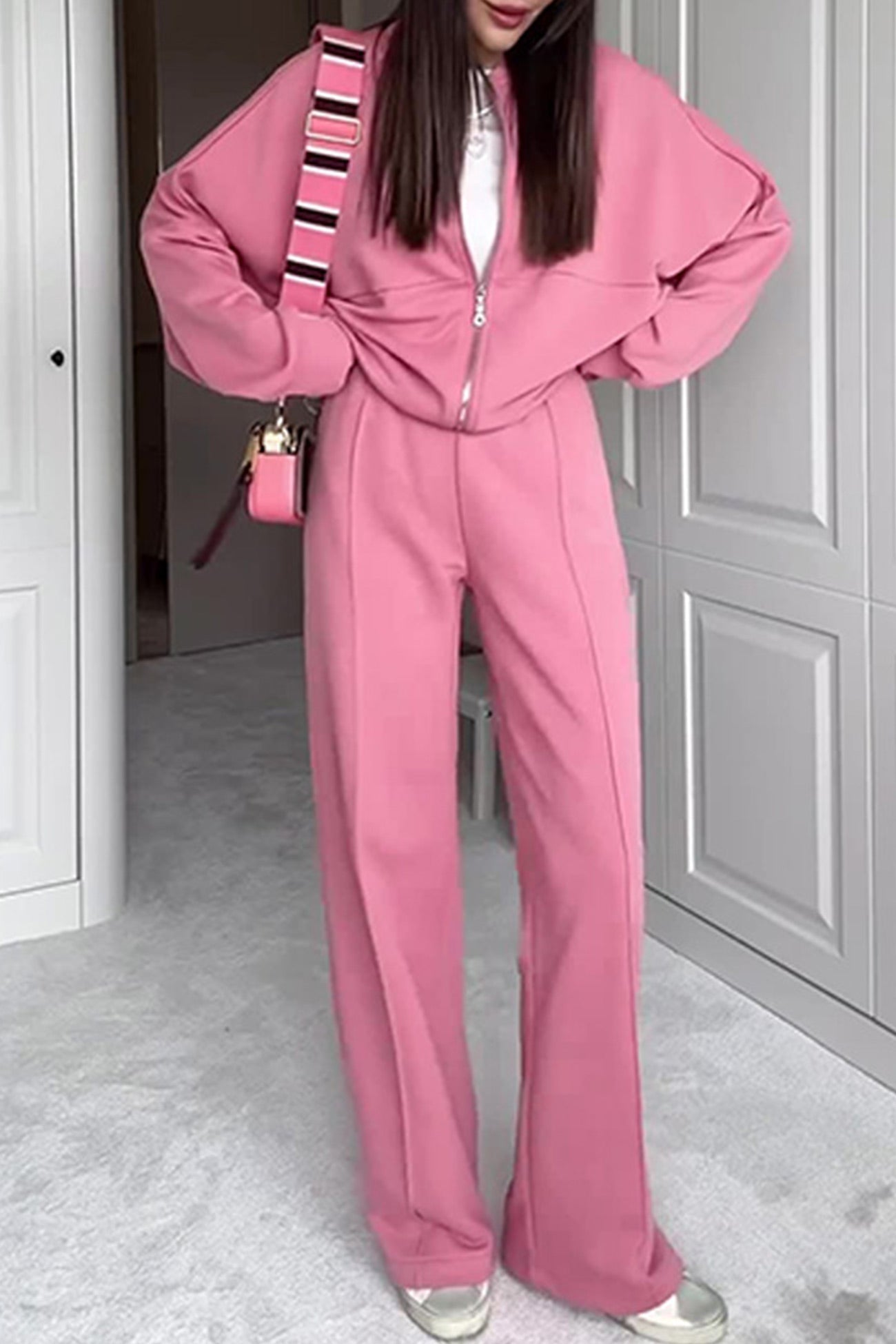 Rita | Sweatshirt jacket, straight leg, long pants set