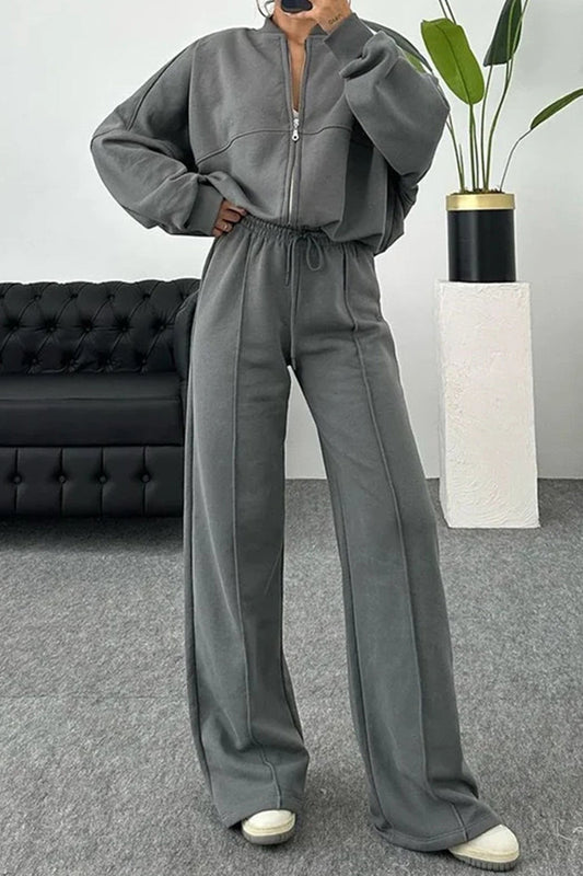 Rita | Sweatshirt jacket, straight leg, long pants set