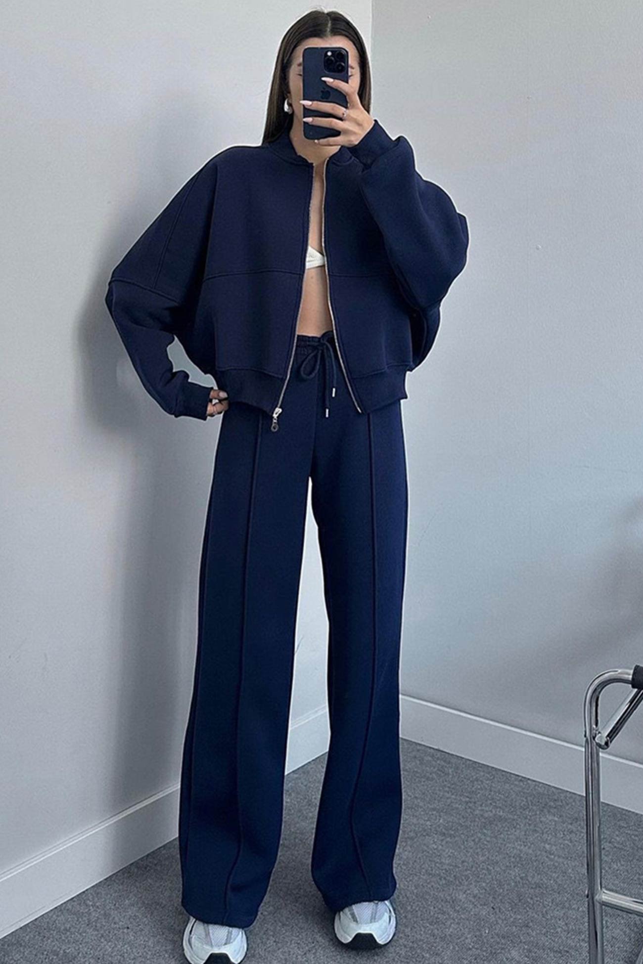 Rita | Sweatshirt jacket, straight leg, long pants set