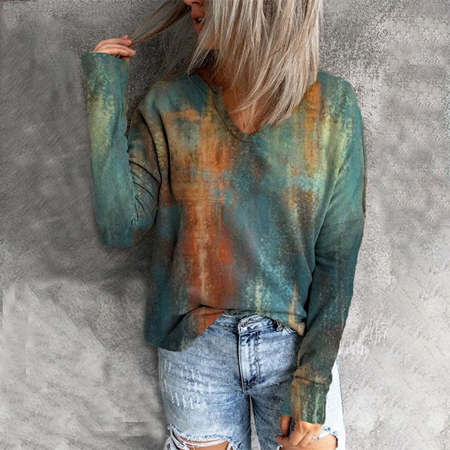 Jacinta | Women's vintage long sleeve gradient print sweater