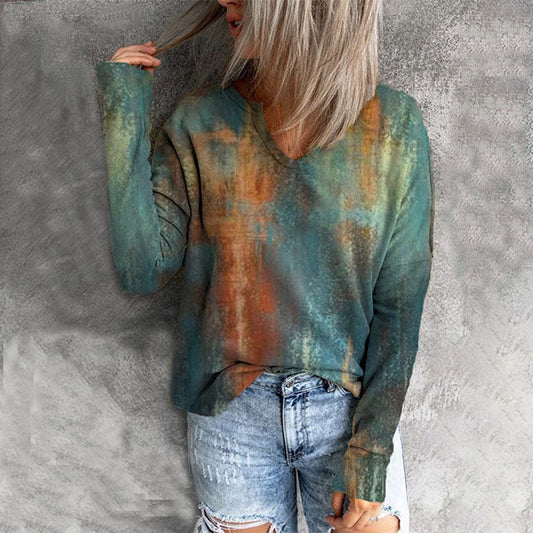 Jacinta | Women's vintage long sleeve gradient print sweater