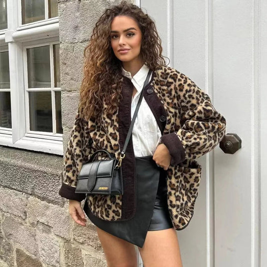 Helga | Leopard plush fashion jacket