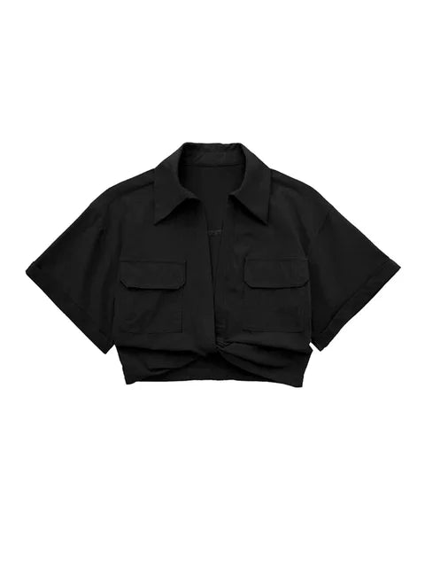 Lorena® | Women'S Vintage Short Sleeve Linen Crop Shirt
