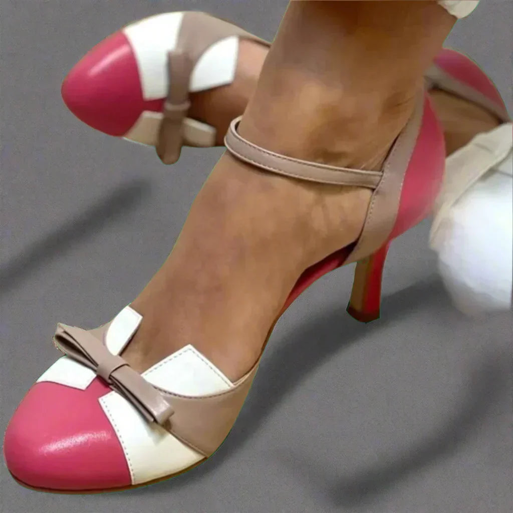 Penelope | Women Classic Bow Strap Mid Heel Pumps