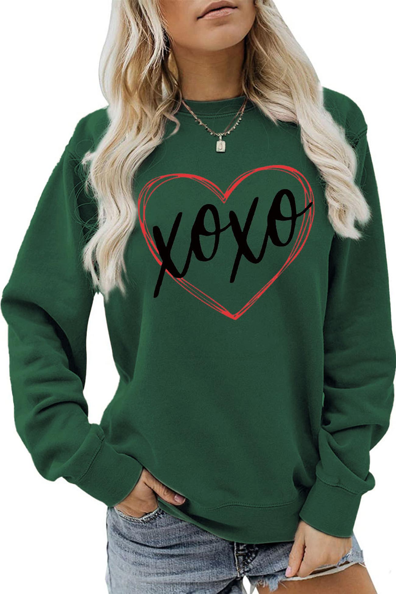 Claudia | Thin heart letter graphic sweatshirt