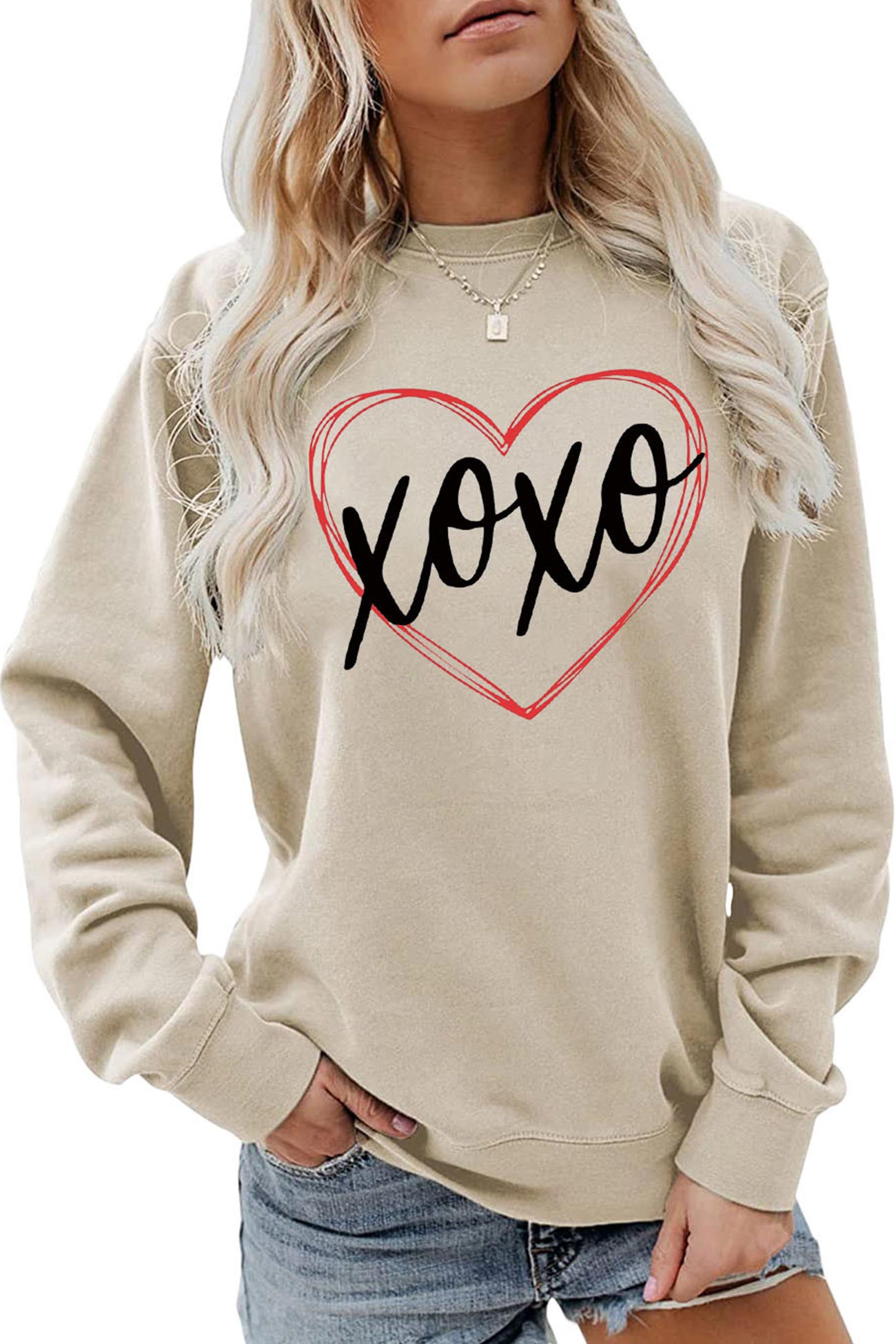 Claudia | Thin heart letter graphic sweatshirt