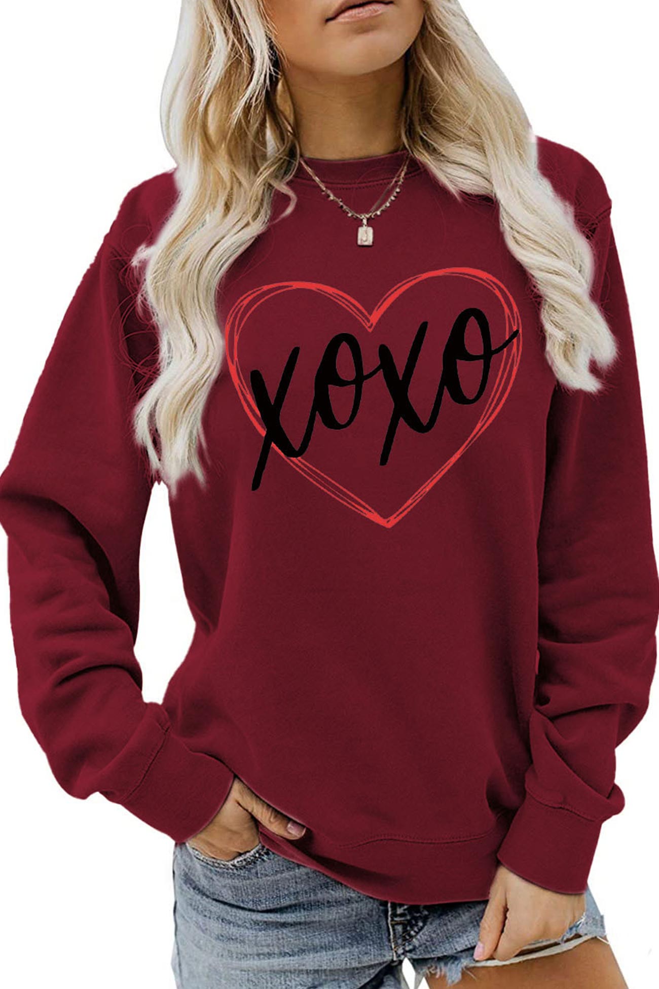 Claudia | Thin heart letter graphic sweatshirt