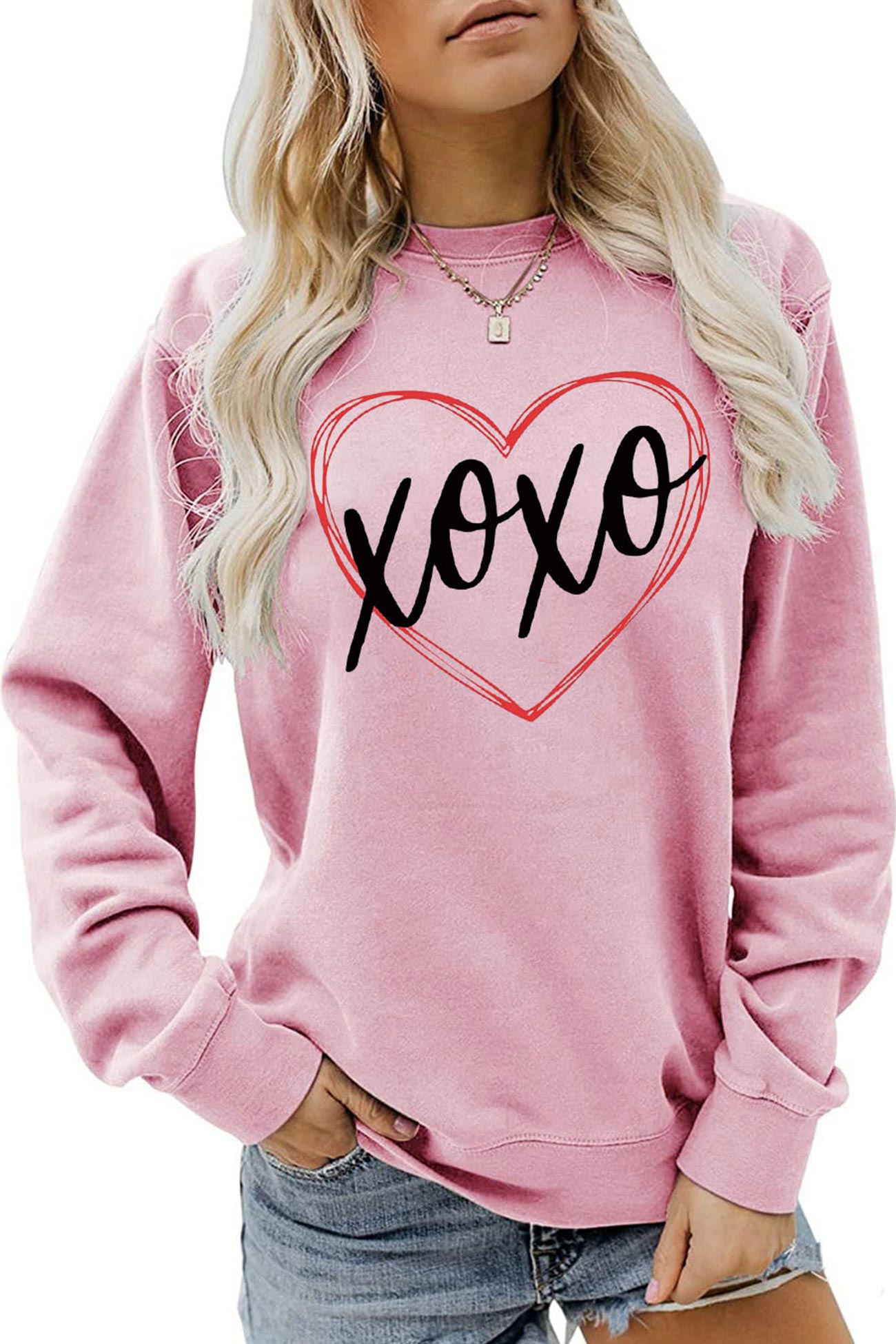 Claudia | Thin heart letter graphic sweatshirt