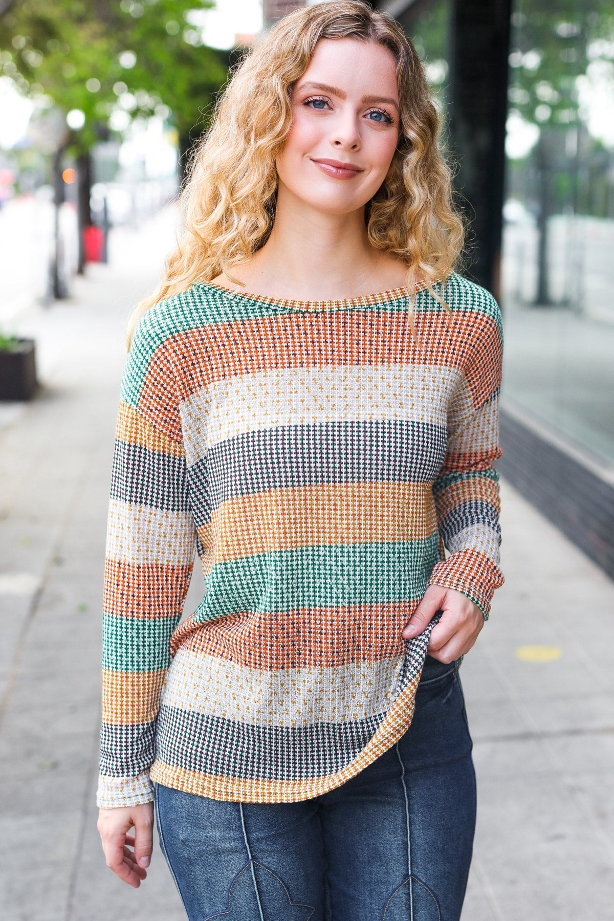 Otilia | Beautiful vintage two-tone green striped top from You Hunter