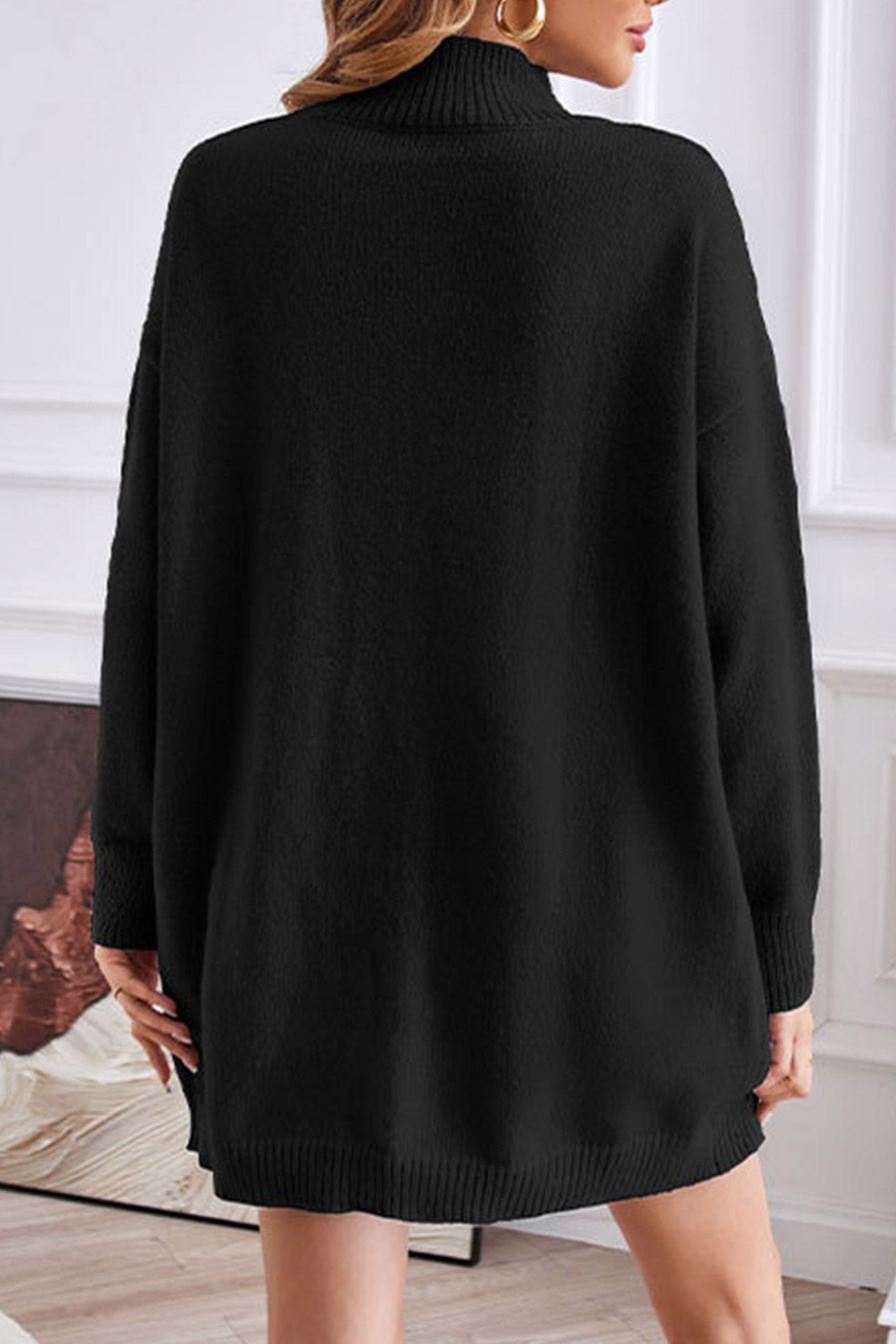 Helga | Turtleneck sweater, front slit, mid-length sweater