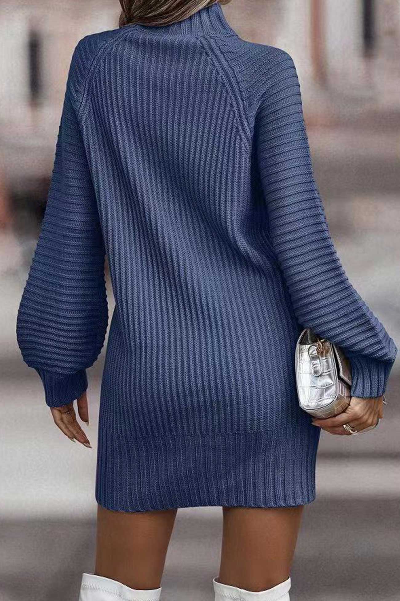 Larisa | Solid color turtleneck sweater dress