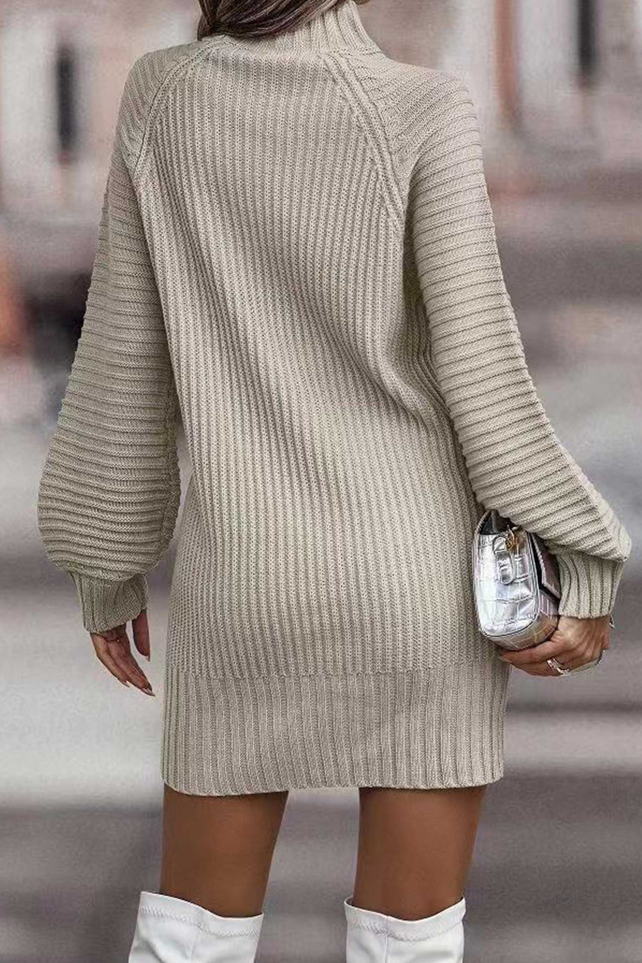 Larisa | Solid color turtleneck sweater dress
