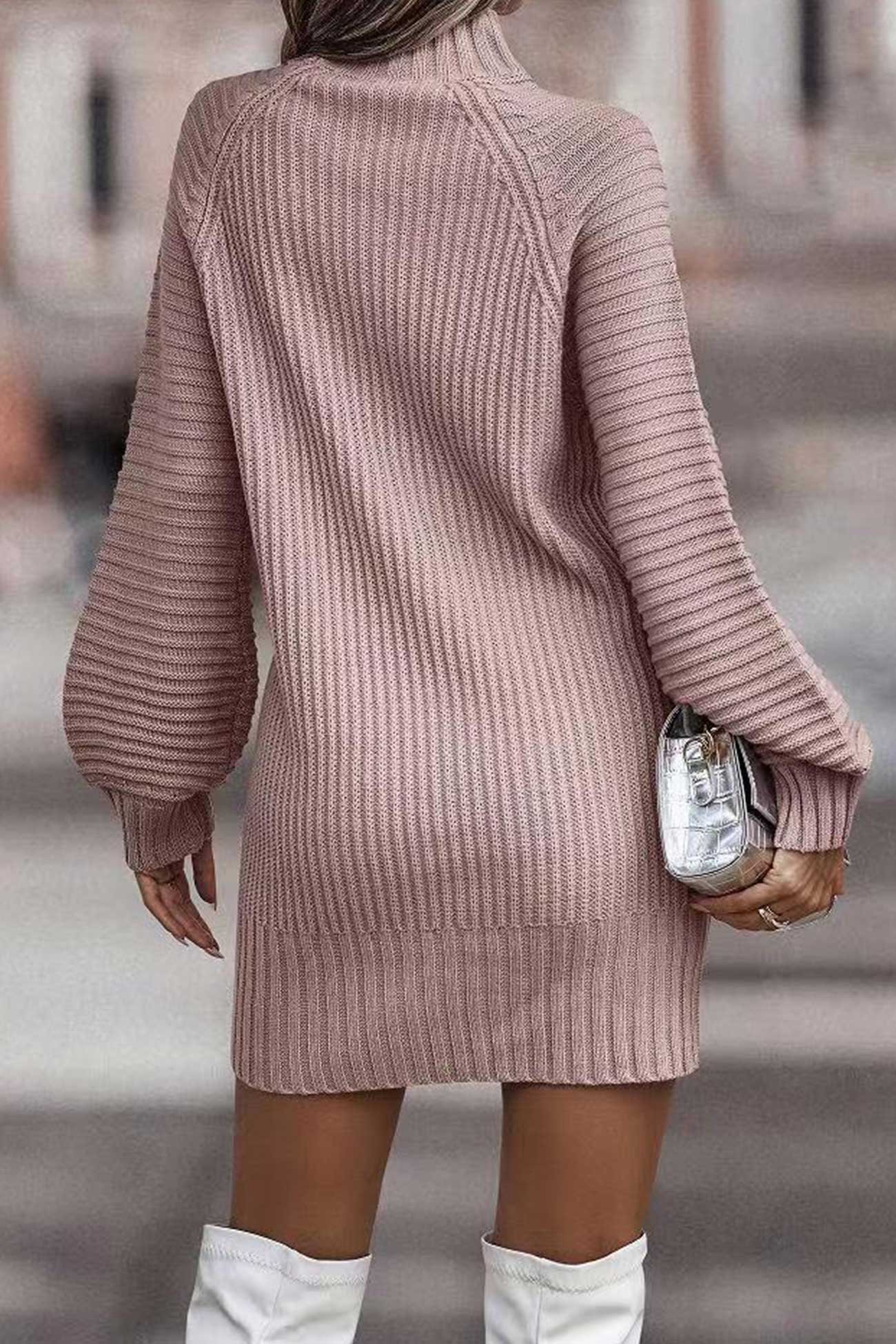 Larisa | Solid color turtleneck sweater dress