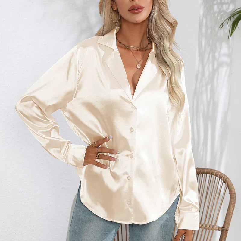 Herminia® | Chemise boutonnée in satin for women