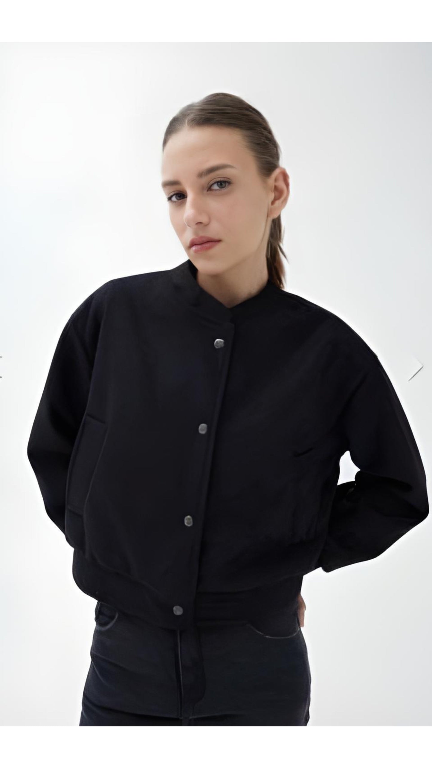 Stella | Bomber jacket with metal print buttons