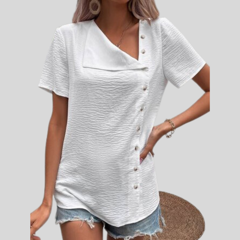 Nina® | Stylish Designer Blouse With Button Placket And Button Closure