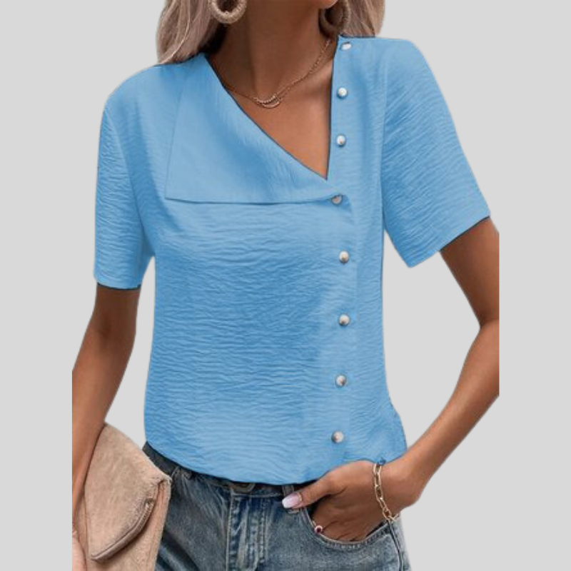 Nina® | Stylish Designer Blouse With Button Placket And Button Closure