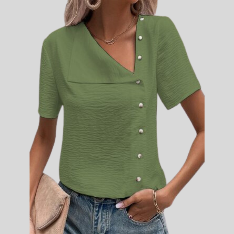 Nina® | Stylish Designer Blouse With Button Placket And Button Closure