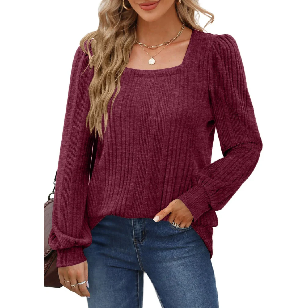 Madelief | Long-sleeved women's sweater with a square neckline