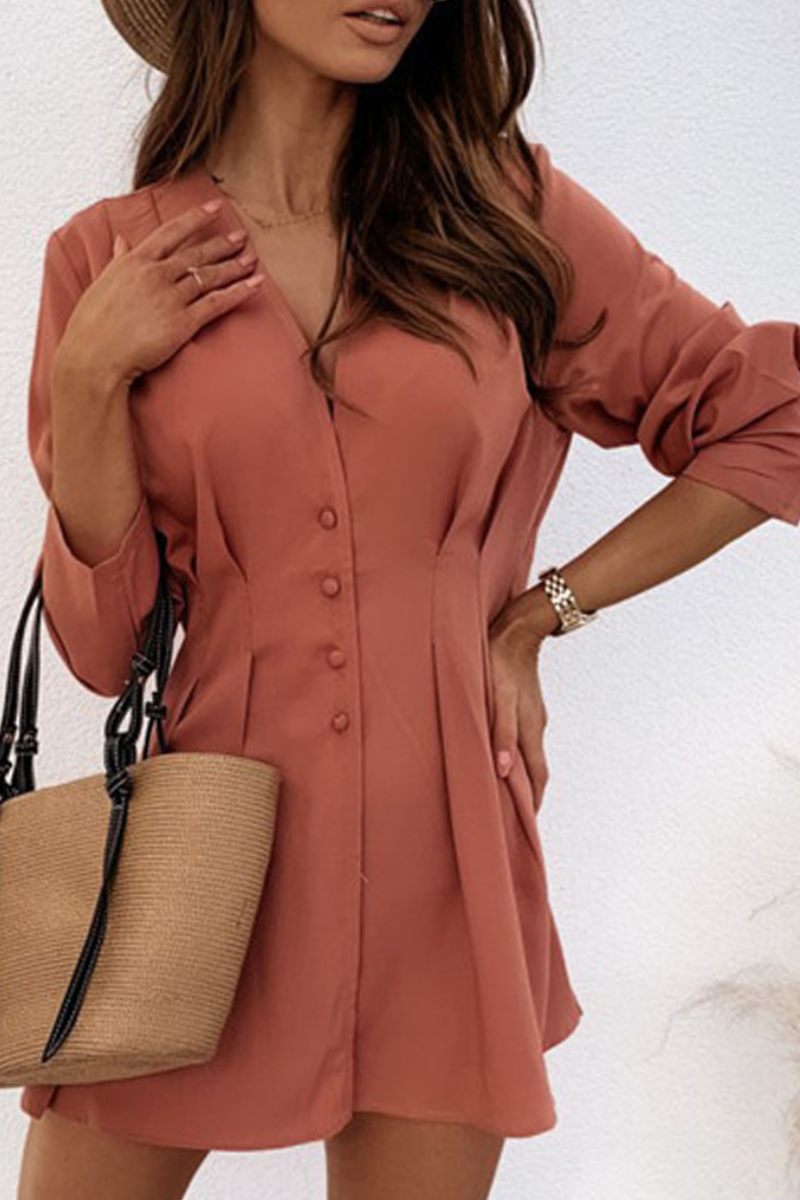 Gaia® | Elegant Long-Sleeved V-Neck Mini Dress