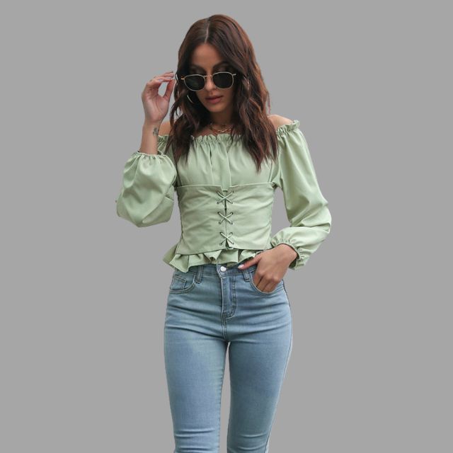 Katerina® | The-Shoulder Blouse With Lace Front