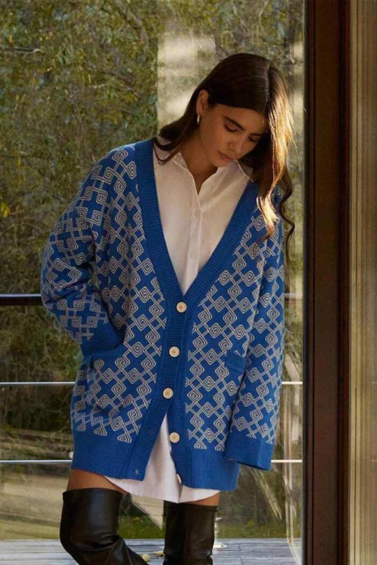 Teresa | Cardigan with a geometric pattern and a V-neck