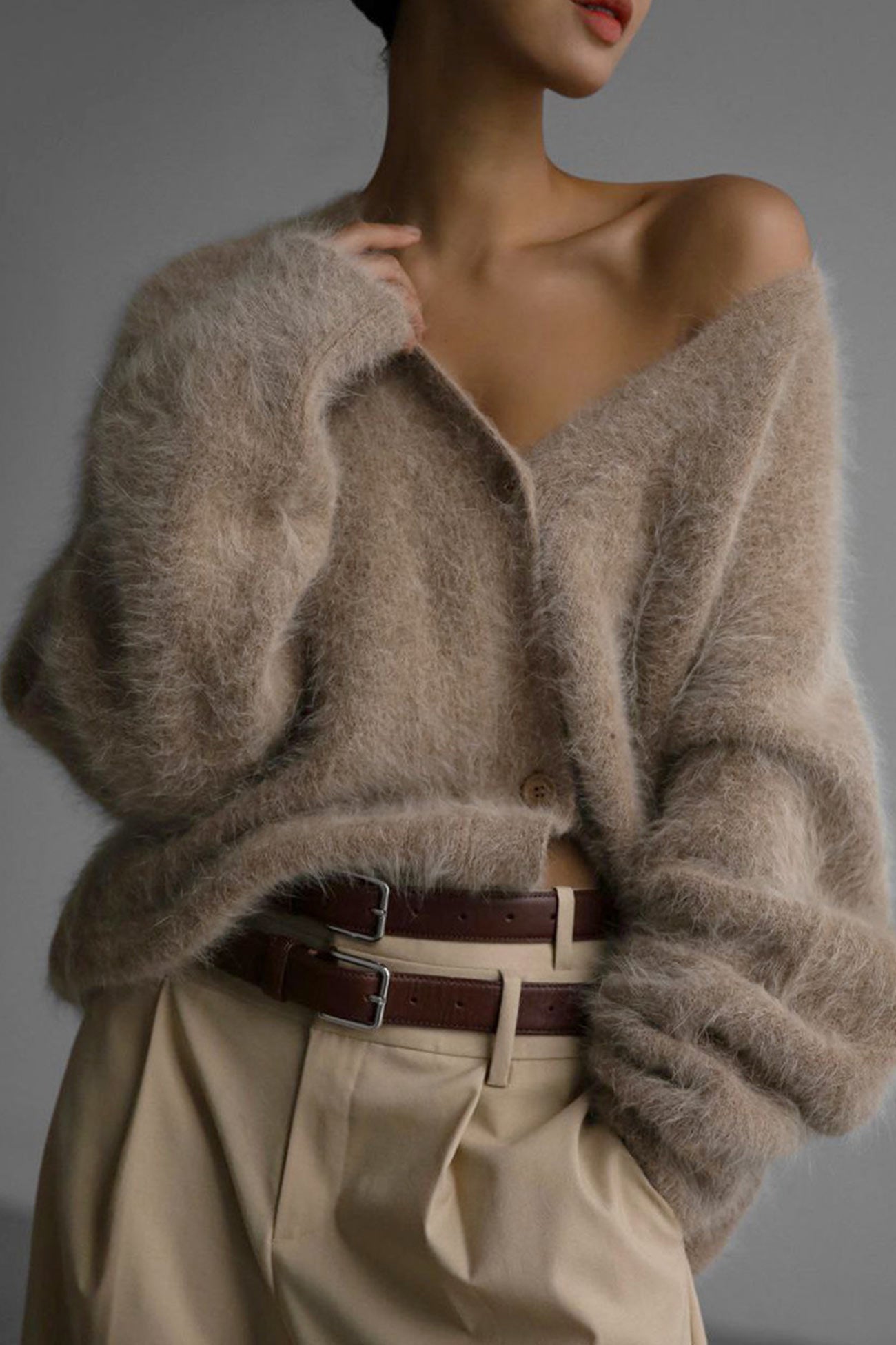 Henriette | V-neck cardigan made of imitation mink hair