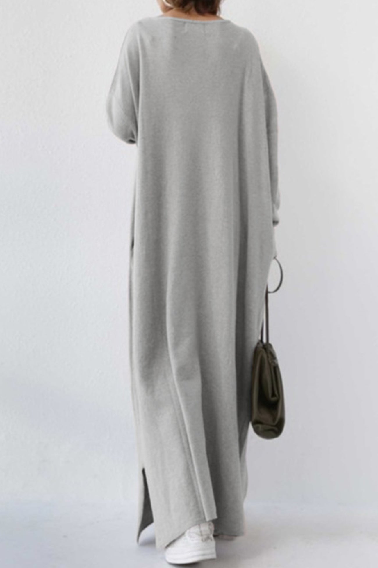 Elsa | V-neck sweatshirt dress with slit hem