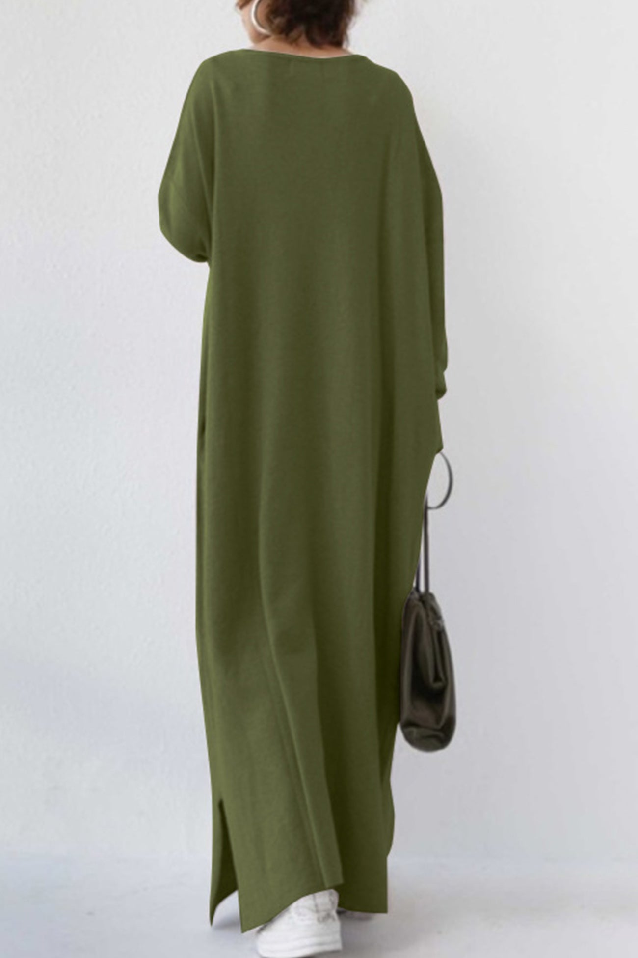 Elsa | V-neck sweatshirt dress with slit hem