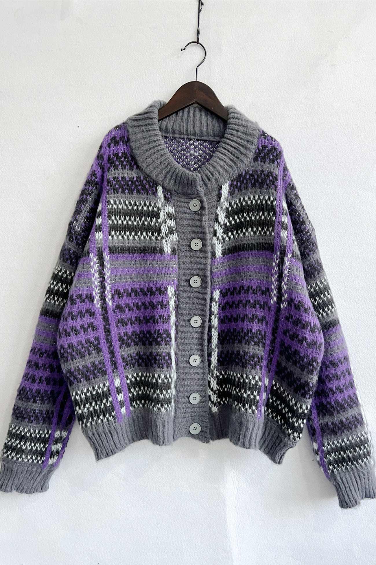 Karin | Vintage cardigan with contrast stripes