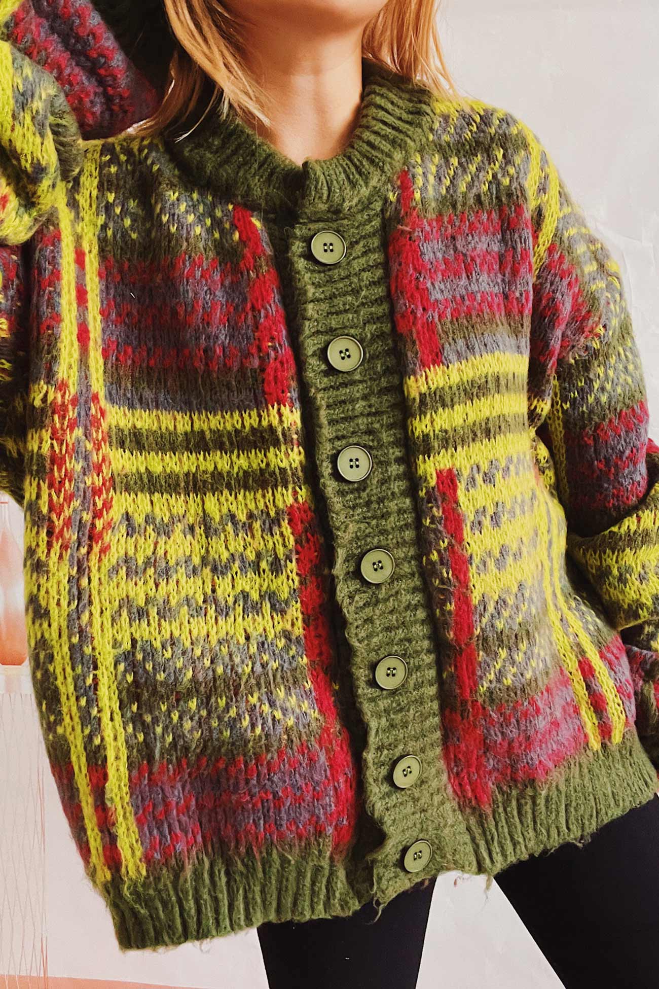 Karin | Vintage cardigan with contrast stripes