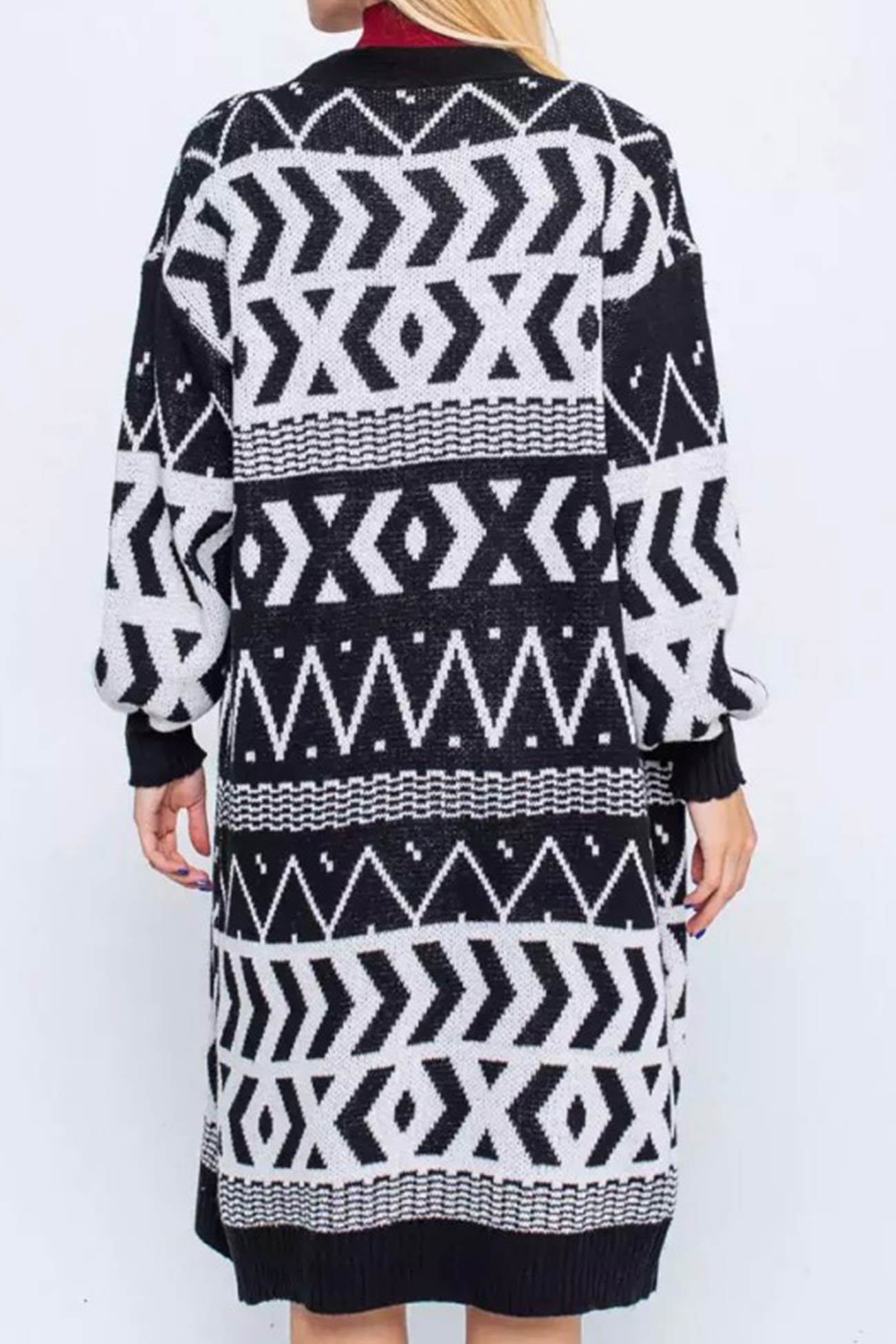 Daniela | Long vintage jacquard patchwork cardigan